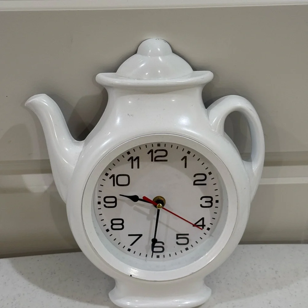 White Teapot Wall Clock